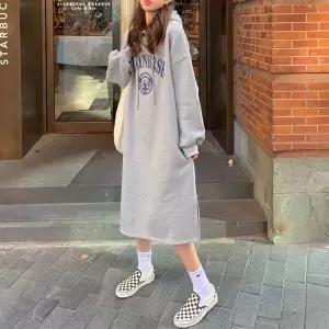 [하젤]코지이지 후드 기모 오버핏 롱원피스_S4454