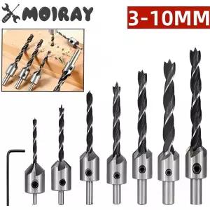 이중기리 사라기리 비트 카운터 싱크 드릴 세트 리머 목공 모 보어 플라이 오프 홀 커터 나사 구멍 4567810