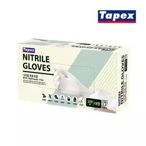 [테이팩스]무분말 니트릴장갑 100매(화이트) 대