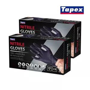 [테이팩스]무분말 니트릴장갑 100매(블랙) 소 X 2개