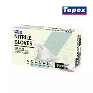[테이팩스]무분말 니트릴장갑 100매(화이트) 중