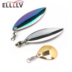 Elllv 레인보우 실버 골드 낚시 메탈 스푼 반사 소음 스피너 미끼 VIB 지그 루어용 베어링 회전 고리 포함