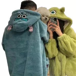 루즈핏 파자마 후드 잠옷 패션 귀여운 극세사 기모 양털 동물잠옷 양털바지