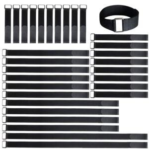 재사용 가능 고정 케이블 스트랩 조정 메탈 버클 후크 루프 타이 와이어 오거나이저 랩 5 개