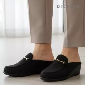 [딕슈]딕슈 여성 퍼 안감 통굽 웨지 스웨이드 슬리퍼 S379