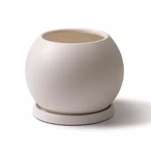 분갈이 거실화분 중형 식물 인테리어 플분 달항아리 국내산 받침 포함 세트