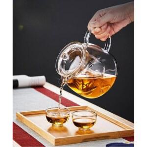 두꺼운 직화 내열 유리 차거름망 필터 메이커 우드손잡이 강화유리 티망 과일녹색 독일