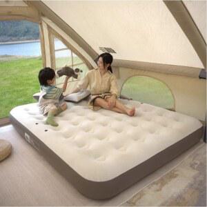 에어매트 싱글 휴대용 1인용복숭아벨벳 카키색 내장 자충 침대벨벳 1인용