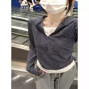 앤트맨 여성 가을 겨울 방학 투피스 스트라이프 케이프 긴팔 티 상의 OPH4