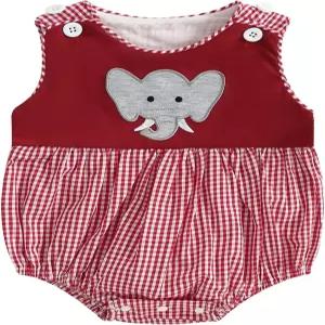 신생아 남자 축구복 대학 스포츠 팬 동물 자수 격자무늬 버블 롬퍼 오버롤 의류