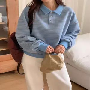 스트라이프 카라 럭비 단가라 티셔츠 맨투맨 여성 봄 가을 데일리룩 아방 오버핏 간절기