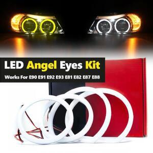 듀얼 컬러 화이트 옐로우 헤일로 링 코튼 LED 엔젤 아이 키트, 자동차 스타일링, BMW호환 E90 E91 E92 E93