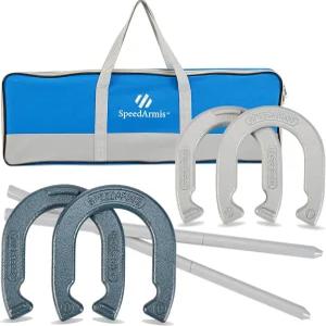 스피드아미스 호스슈즈 아웃사이드 게임 세트 - 파티 비치 뒷마당을 위한 유니버설 사이즈 잔디 아웃도어