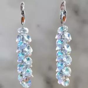 [다잇템] 여성 크리스탈 원터치 롱드롭 샹들리에 귀걸이