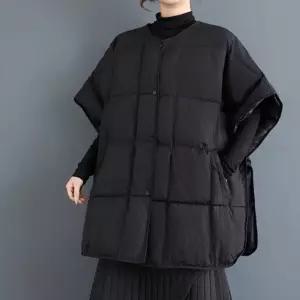 여성 빅사이즈 겨울 망또식 야외용 점퍼 캠핑 아웃도어 판쵸스타일 반팔잠