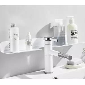 욕실 공간 절약 선반 무타공 세면대 화장실 수납선반 50cm 화이트 (WFKFZ1B)