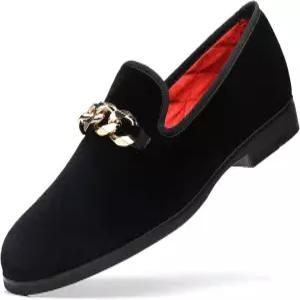 FOEVTRUE 남성 벨벳 로퍼스 파티 프롬 홈커밍 슈즈