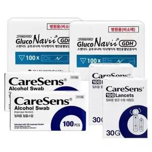 글루코나비 혈당측정지 200매+채혈침 200개+알콜솜 200개 시험지 체크지 D