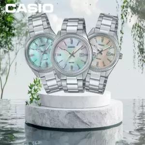 [카시오]자개문양 클래식 남녀 커플 손목시계