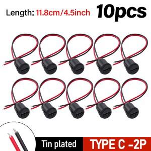 3/5/10pcs 2Pin USB 커넥터 Type-C 2P 방수 여성용 소켓 고속 충전 플러그 연장 전원 케이블