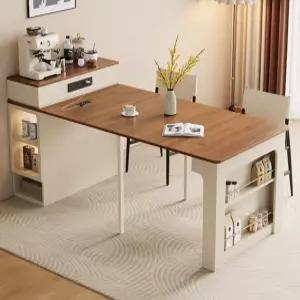 확장형 아일랜드 식탁 크림색 접이식 다기능 주방용 고급스러운 가벼운 디자인 작은 아파트용