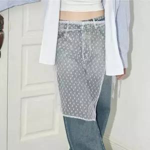 힙커버 여자 시스루 레이스 랩 페이크 스커트 힙 커버 코디