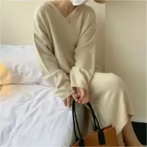 롱원피스 루즈핏 니트 6컬러 데일리 후드니트 후드 롱티