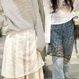 여성 시스루 레이어드 페이크 스커트 1P 밴딩 랩업 랩업레이어드