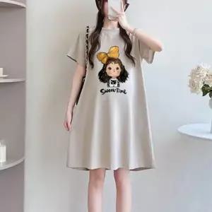 쉬폰원피스 캐주얼 러블리 프린팅 여성 임부 미디움 원피스