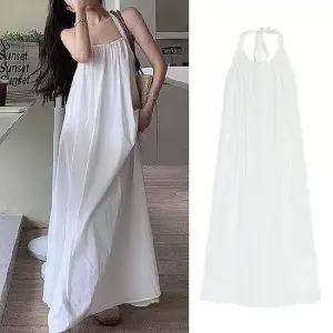 캐주얼원피스 여자 롱원피스 여름 홀터넥 A라인 민소매