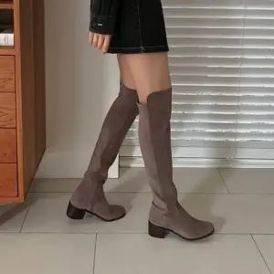 고품질 소개팅 데이트 룩 싸이 하이 스웨이드 롱부츠 여성 신발부추 (WFKHECO)