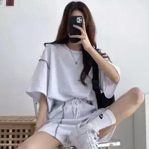 트레이닝복 면 반팔 세트 반바지 여름 데일리 여자 WFLPTSJ