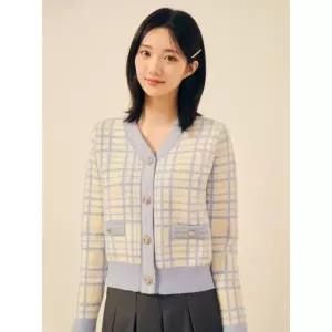 [롯데백화점]제이제이지고트 체크 브이넥 크롭 가디건 GPBP1CD211