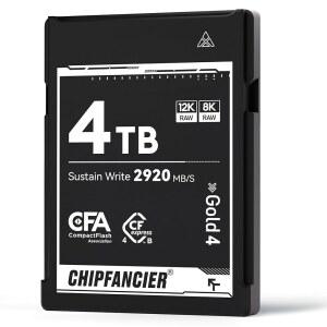 칩팬시 CFpress 4.0 타입 B 4 * 968GB 메모리 카드 최대 3550MB /s 읽기 2920MB 사진작가용 니콘 D5 /D6 /Z7 /Z9 파나소닉 캐논 EOS DJ와 호환되는 Write-Raw 8K 비디오 녹화 블랙