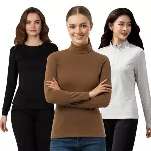 겨울 땡처리찬스 여성 두툼한 기모 목폴라티셔츠/집업티/라운드 균일가