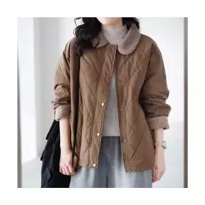 여성 모피코트 비동 퀼팅 코트 칼라 캐주얼 슬림 겨울 라이크 스웨이드 OP4