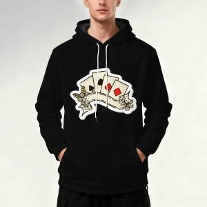 인기 남성 후드티: 대담한 포커 프린트, 엣지하고 스타일리시하며 다재다능한 스트리트웨어 및 데일리룩에