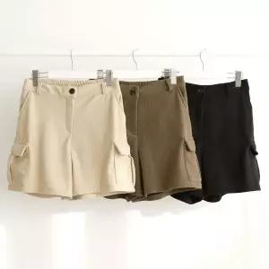 [옷자락]여성 빅사이즈 기모 카고 숏팬츠 와이드 골덴 반바지_P415192156