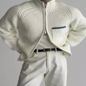 남성 하이넥 니트 가디건 집업 목폴라 스웨터 오버핏