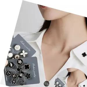 단추 오픈 방지 브로치 뱃지 패션 코사지 10p 세트