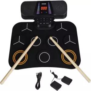 화면이 있는 용 RVONE 전자 드럼 패드 5개의 라이트 모드가 9개의 롤업 전기 세트 강력한 스피커 2개가