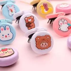 동글동글 귀여운 캐릭터 거울빗 휴대용 헤어브러쉬 (KYR-WC05756)