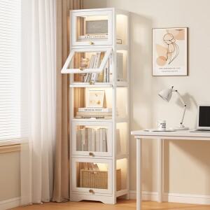 현대적인 투명 아크릴 책장  도어가 있는 방진 디스플레이 선반 유닛  거실용 다기능 수납 정리함