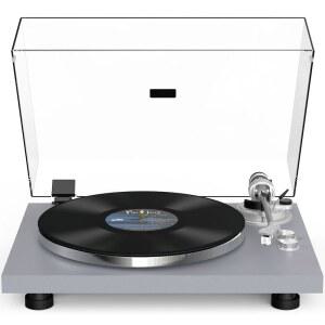 턴테이블 레코드 플레이어 무선 출력 탄소 섬유 톤암 비닐 알루미늄 플래터 벨트 드라이브 LP 33 1/3/45 RPM 포노 레벨 오디오 RCA 라인 AT-3600L MM 카트리지 그레이