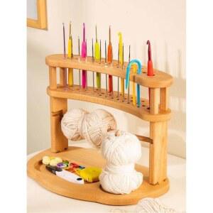 코바늘보관함도구용품홀더DIY정리함원사정리파우치 72축 브래킷 원목