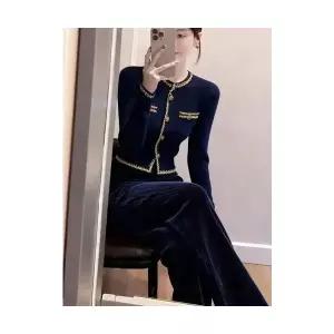 여자 정장세트 겨울 풀세트 블랙 니트 스웨터 바지 세트 BE4