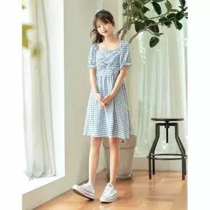 [하프클럽/반에이크]세레나 체크 원피스(머리끈 SET) _OB15OPME06Z