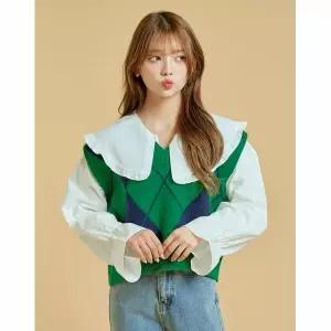 [하프클럽/반에이크]폴레 아가일 베스트_OB18VTME05Z