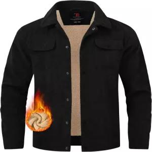 TBMPOY 남성 코듀로이 재킷 플리스 셰르파 안감 겨울 코트 웜 트럭커 작업용 캐주얼 카고 5포켓