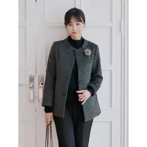 [하프클럽/] 여성 겨울 하이카라 빅사이즈 모직 울 자켓 40-50대 미시 중년여